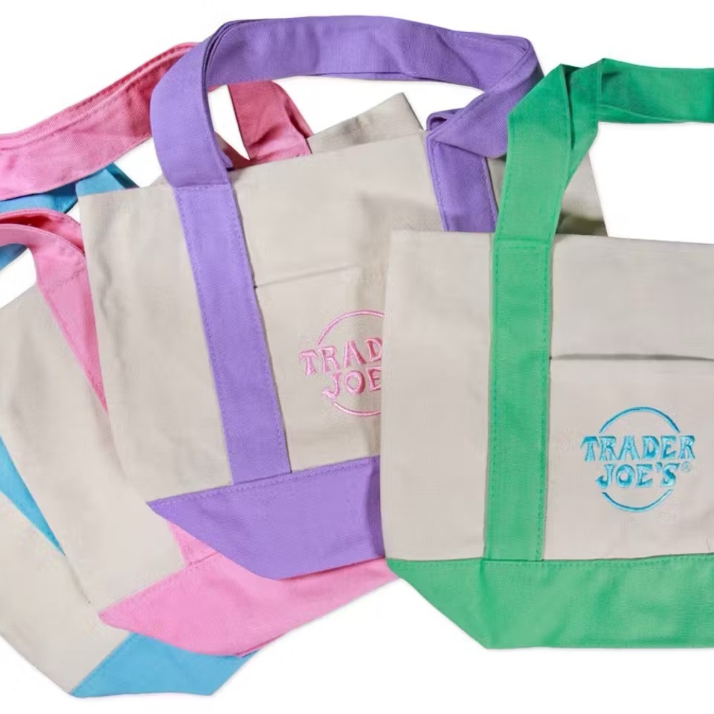 Trader Joe’s Mini Pastel Canvas Tote Bag 4 Set